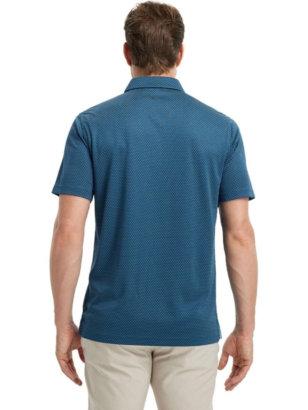 Mens Light Navy/Blue Moisture Wicking Jacquard Polo Shirt Breathable Dry Fit - Picture 4 of 6
